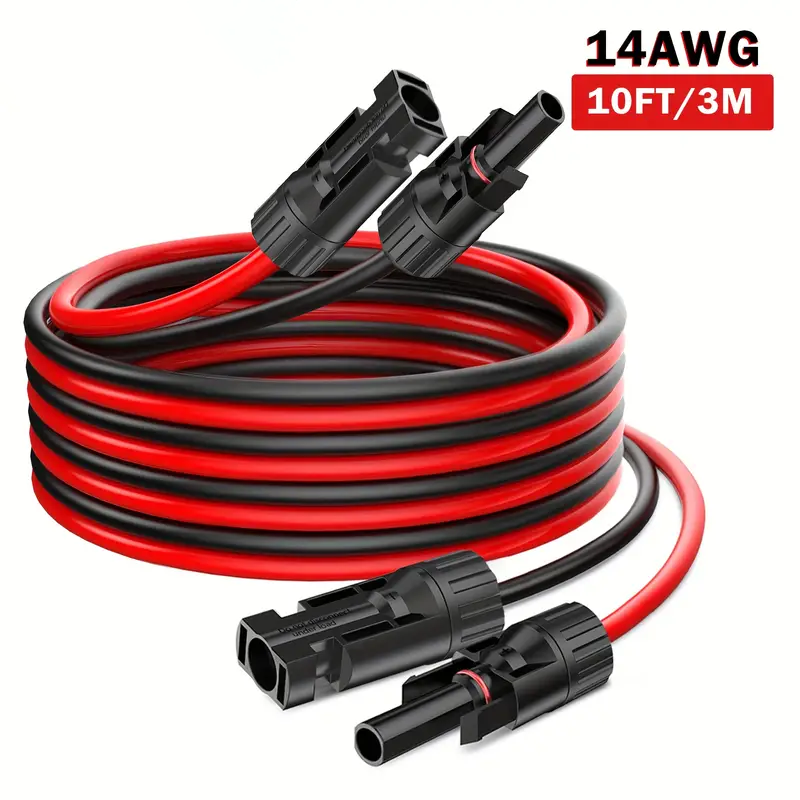 Outdoor Lighting Extension Cable - 118インチ/3Mソーラーパネル延長ケーブル14AWGソーラー延長ケーブルキット、RV発電所用メスオスコネクタ付き