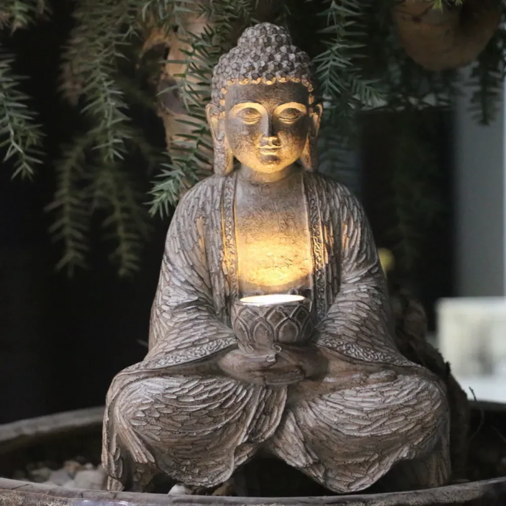 Outdoor Zen Lighting - 屋外ソーラー仏像ライト ガーデンヤードデコレーション 禅パティオランプ 夜間自動点灯/消灯 通路景観照明用