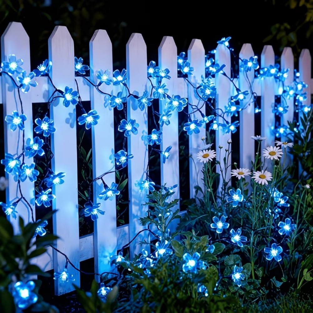 Landscape Spike Light - ソーラーチェリーブロッサム屋外ストリングライト、庭木、バルコニー、裏庭の景観フェスティバル装飾用の花柄LEDフェアリーライト