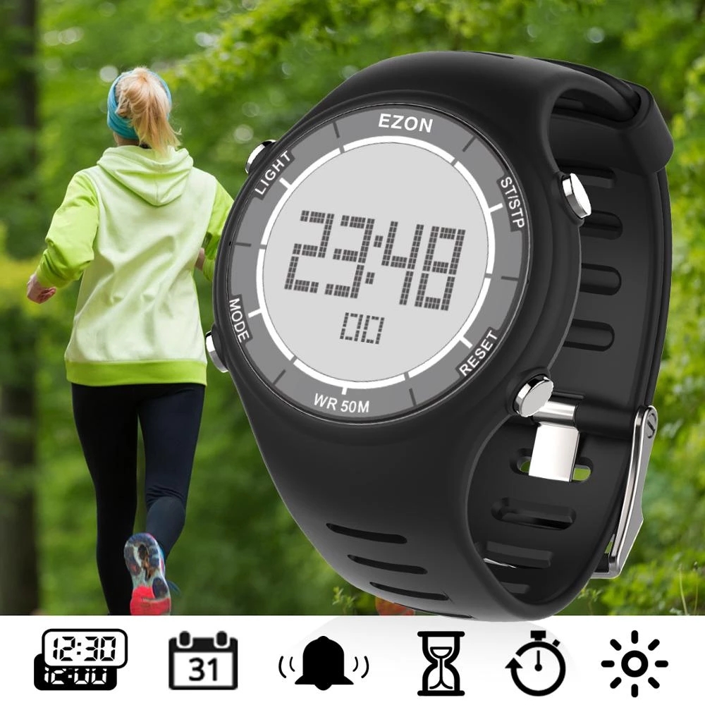 Outdoor Lighting Timer - EZON 新ファッション女性デジタルスポーツウォッチ屋外ランニング用目覚まし時計ストップウォッチカウントダウンタイマー防水 50 メートル L008