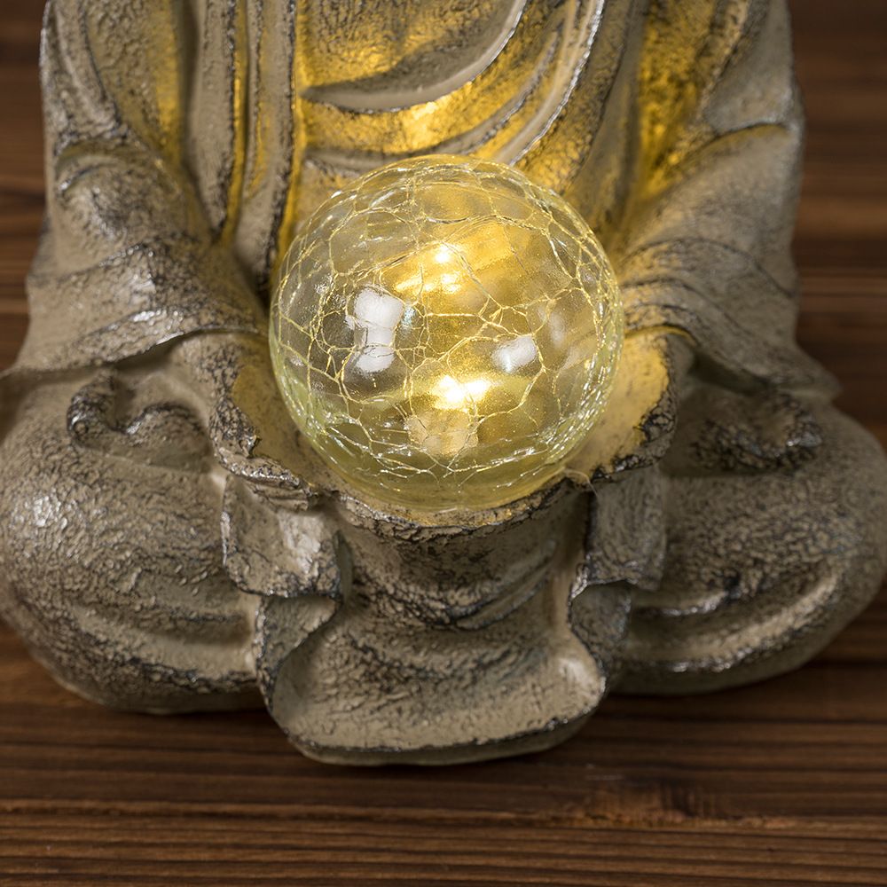 Outdoor Zen Lighting - Vilead 27.5 センチメートル樹脂製仏像 LED ライト付き禅瞑想置物屋内家の装飾や屋外パティオ庭の装飾用