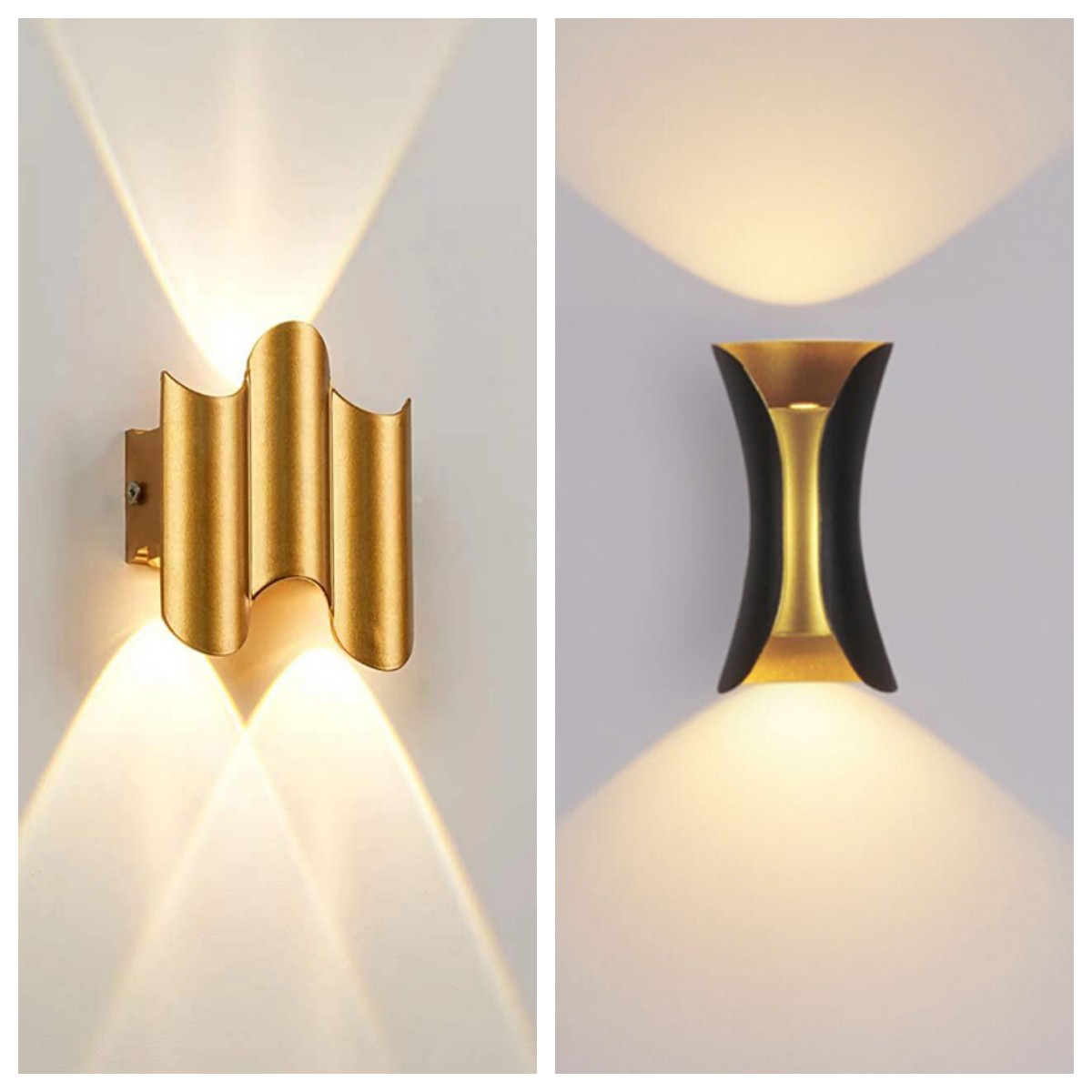 Xl Outdoor Lighting - アルミゴールデンボディ LED ウォールライト屋外防水 IP65 ポーチ庭燭台バルコニー壁ランプ AC110V