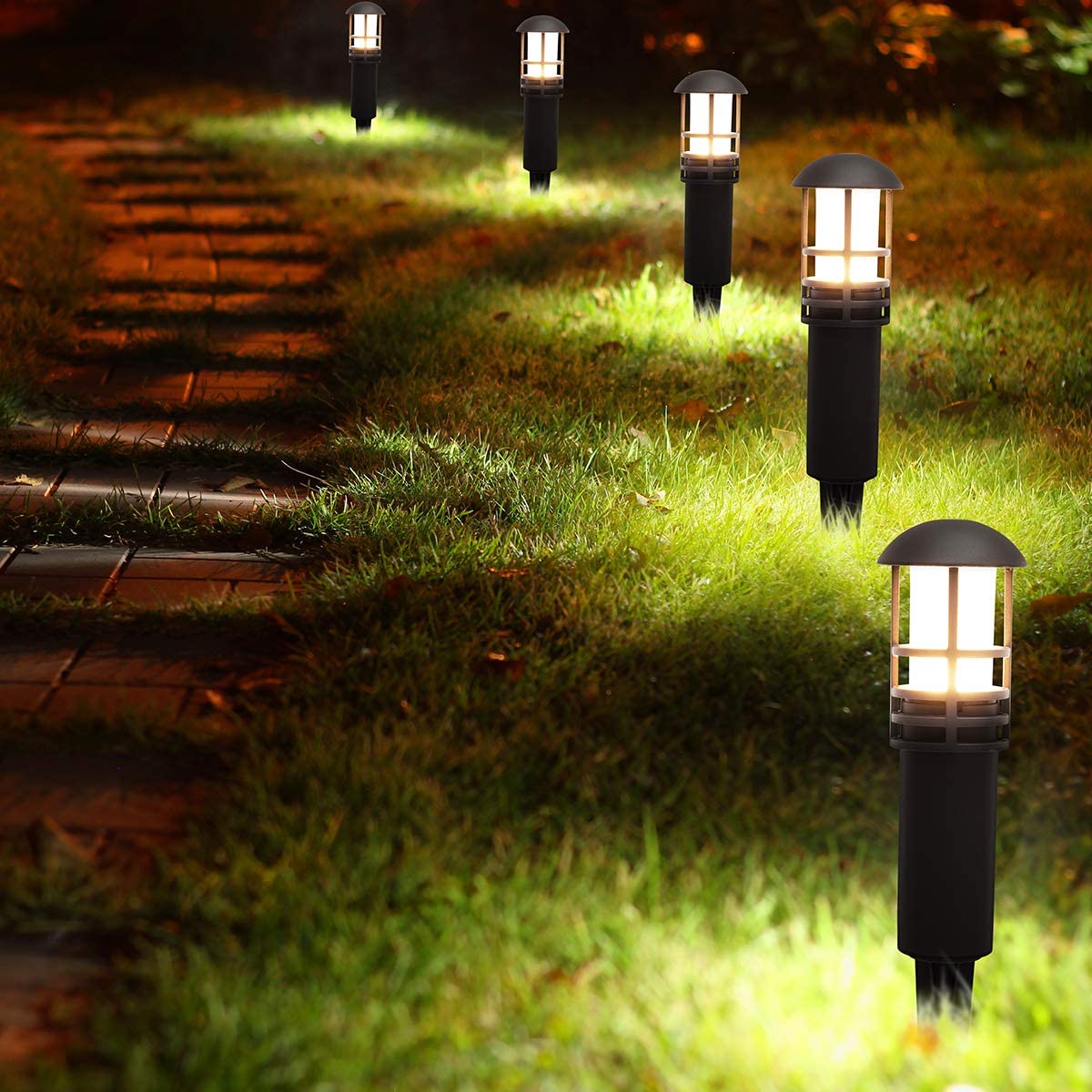 Landscape Spike Light - キノコ型LEDランプ,2x1mケーブル,65 dc12vが簡単に設置,芝生や庭に最適,8ユニット