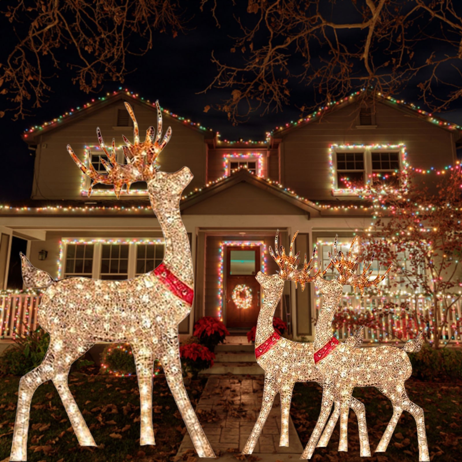 Outdoor Lighting Front Yard - クリスマスデコレーション用の鹿の形をしたライト,室内灯,屋外用,冬用,1ユニット