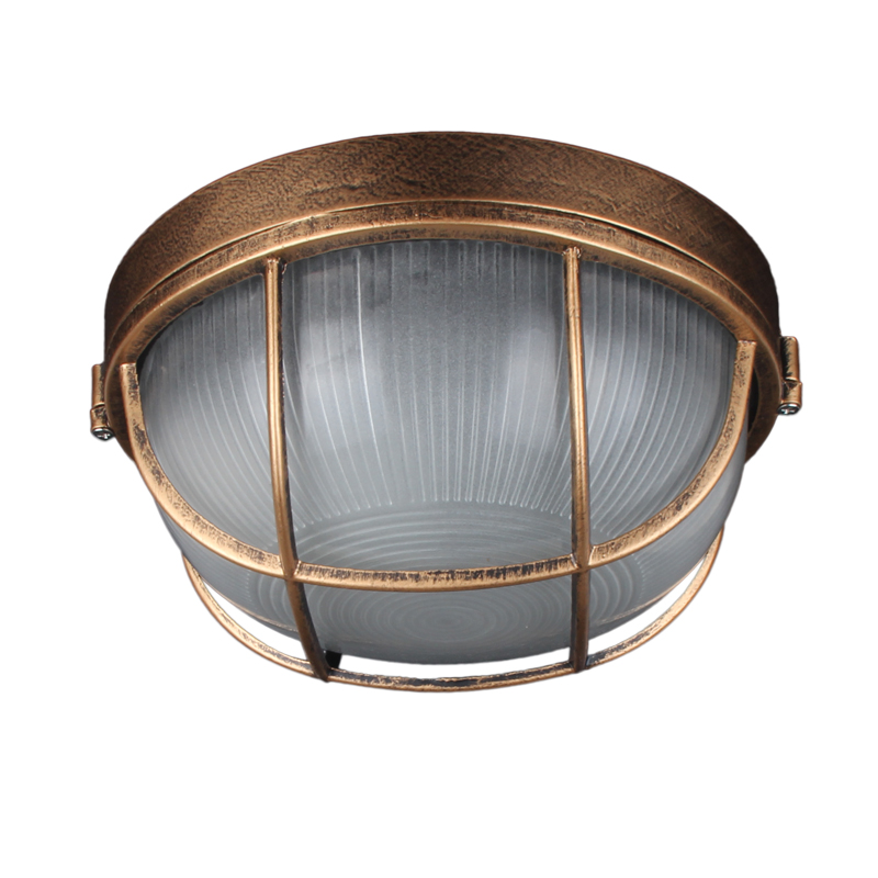 Xl Outdoor Lighting - ヴィンテージ屋外シーリングランプ、ブロンズメタルガラス保護庭ガーデンシーリングライト、防水レトロフラッシュマウントライト