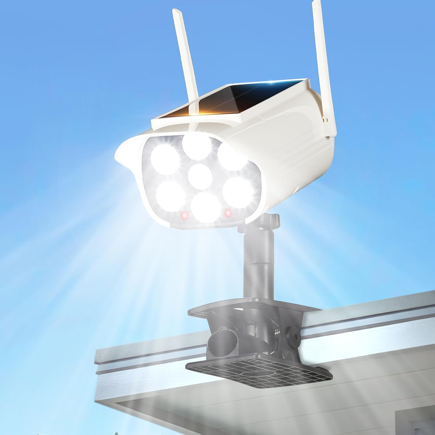 Outdoor Lighting On Fence - ソーラー街路灯 LED クリップオンソーラーセキュリティカメラランプモーションセンサー付き屋外ガーデンライト IP66 防水フェンス用