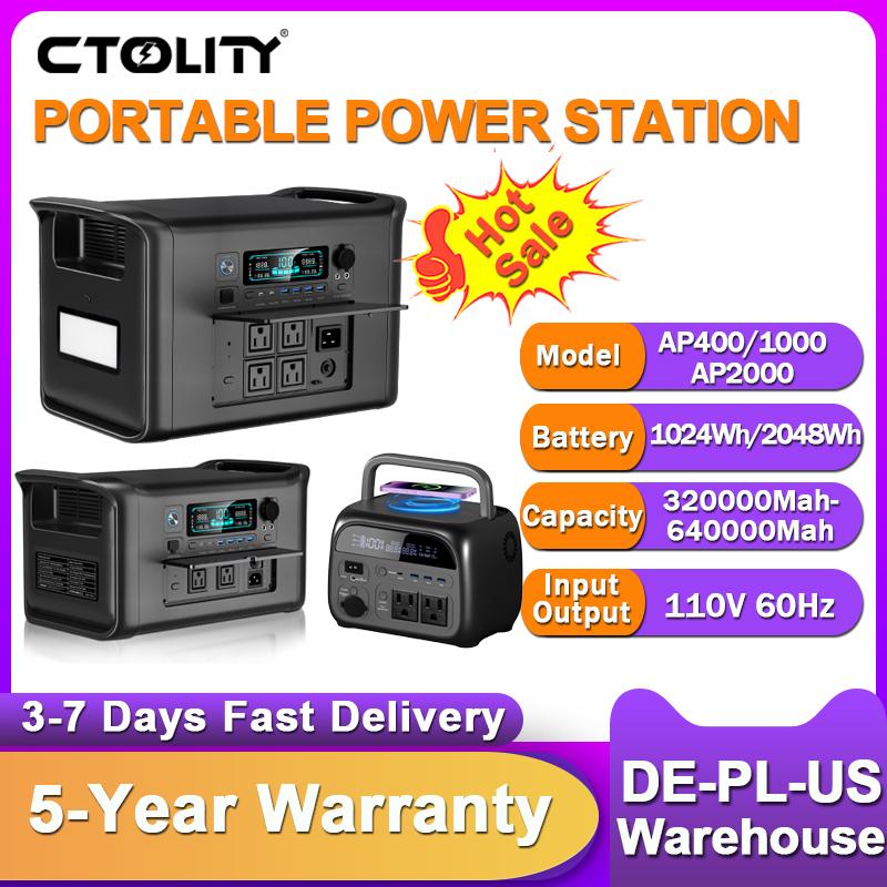 Xl Outdoor Lighting - CTOLITY 2400W ポータブル発電所 1800W 発電機 LED