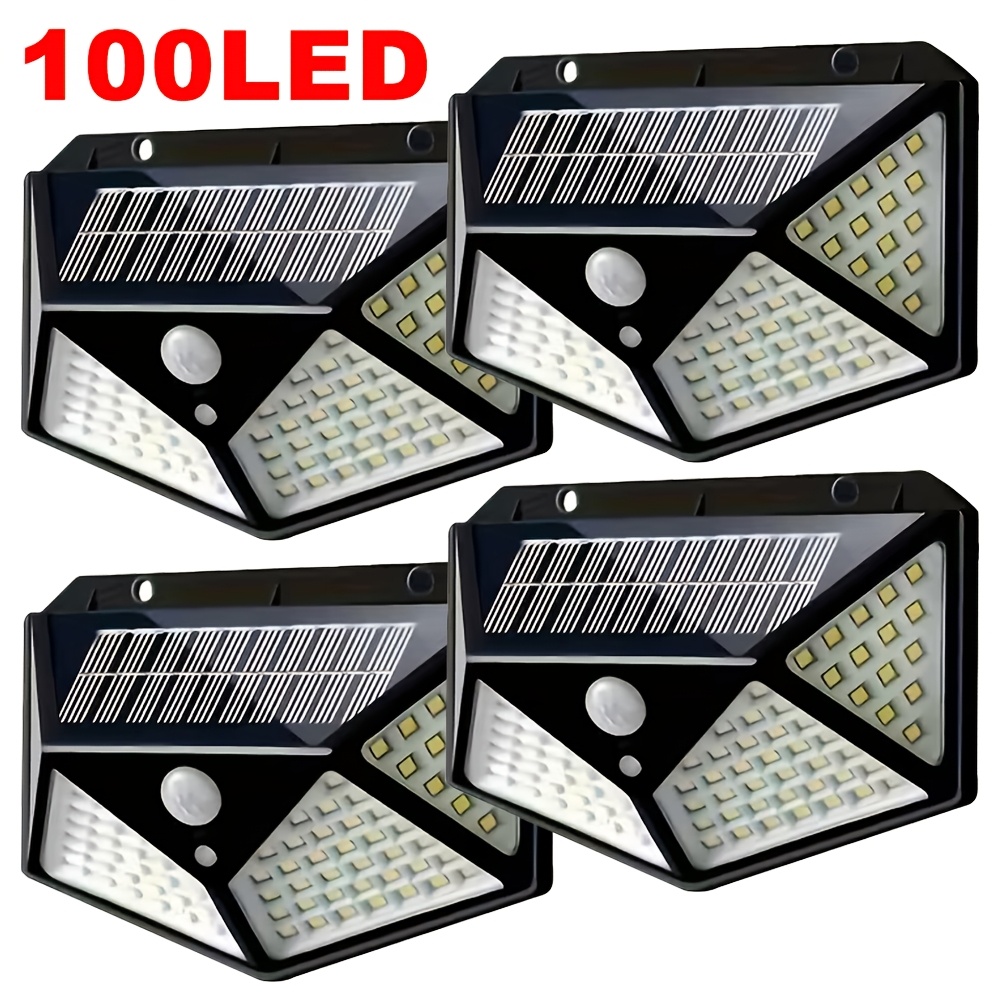 Outdoor Lighting On Fence - 100LED屋外ソーラーガーデンライト、屋外モーションセンサーライト、防水ソーラーウォールランプ（庭、フェンス、庭園、通路、階段用）