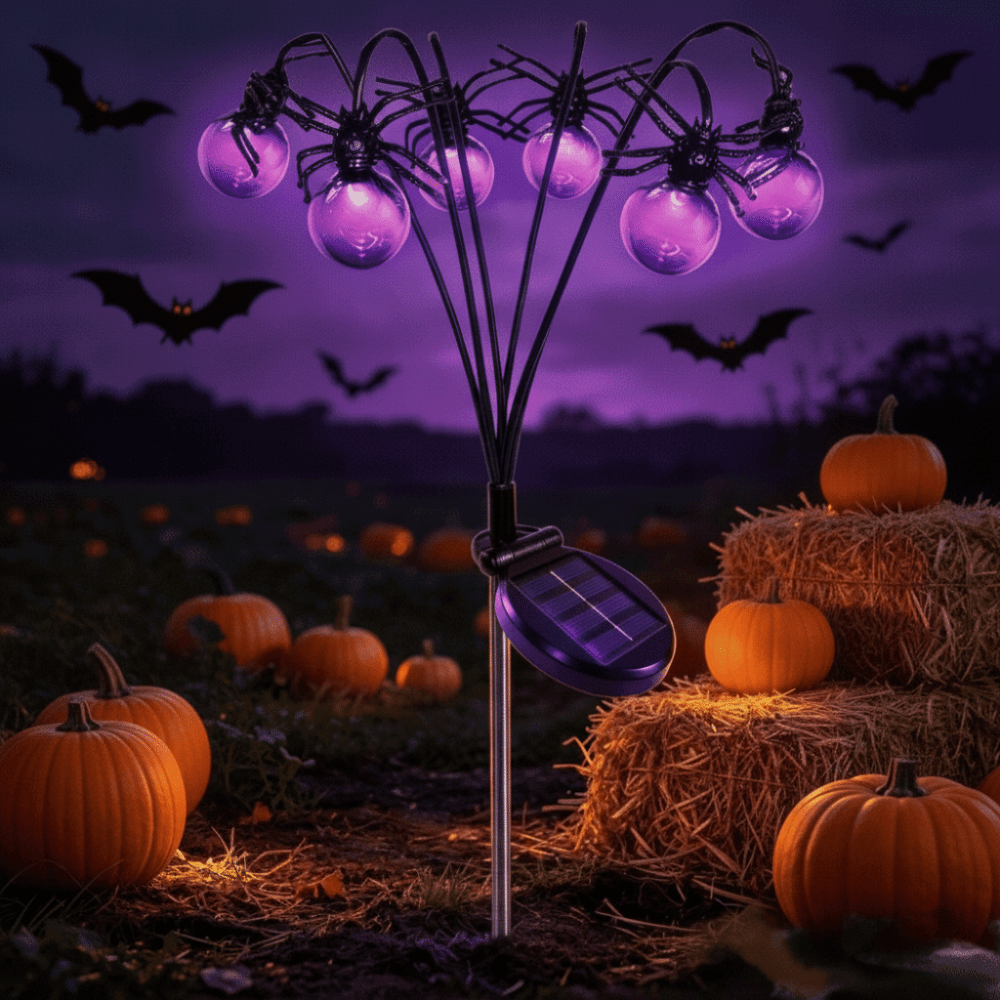 Outdoor Lighting Front Yard - スケルトンパープルライトハロウィンデコレーションスパイダーボール型屋外用防水ランプ中庭ランプ前庭用