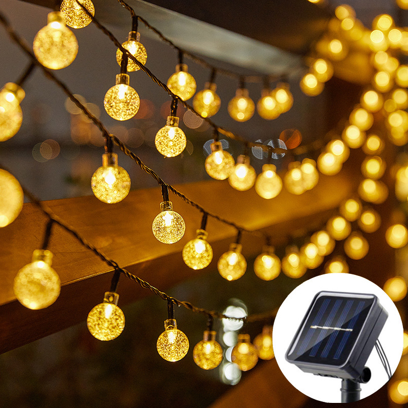 Landscape Spike Light - 20/50/100 LED ソーラーパワークリスタルボール花飾りライトストリングウェディングガーランド妖精ランプホリデー屋外パティオ庭の装飾
