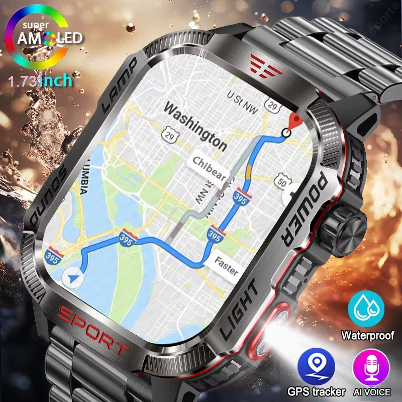Outdoor Lighting Smart Controller - 新しい軍事 GPS スマートウォッチ男性懐中電灯 IP68 防水 600mAh