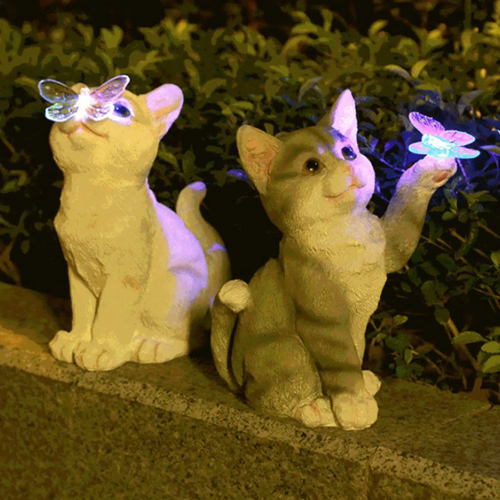 Landscape Spike Light - 屋外猫彫刻置物ペンダントガーデン LED ソーラーライトかわいい猫動物像彫刻風景庭用
