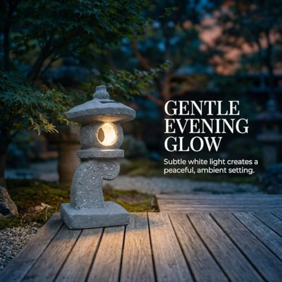 14インチの高さのアジア風ソーラー式禅塔ガーデンスタチューL - Outdoor Zen Lighting のレビューと価格
