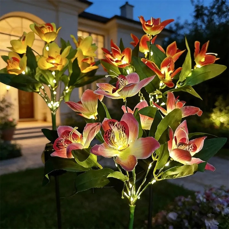 蘭の花型LEDライト人工花ランプ、ホリデーガーデン、夏の結婚 - Landscape Spike Light のレビューと価格