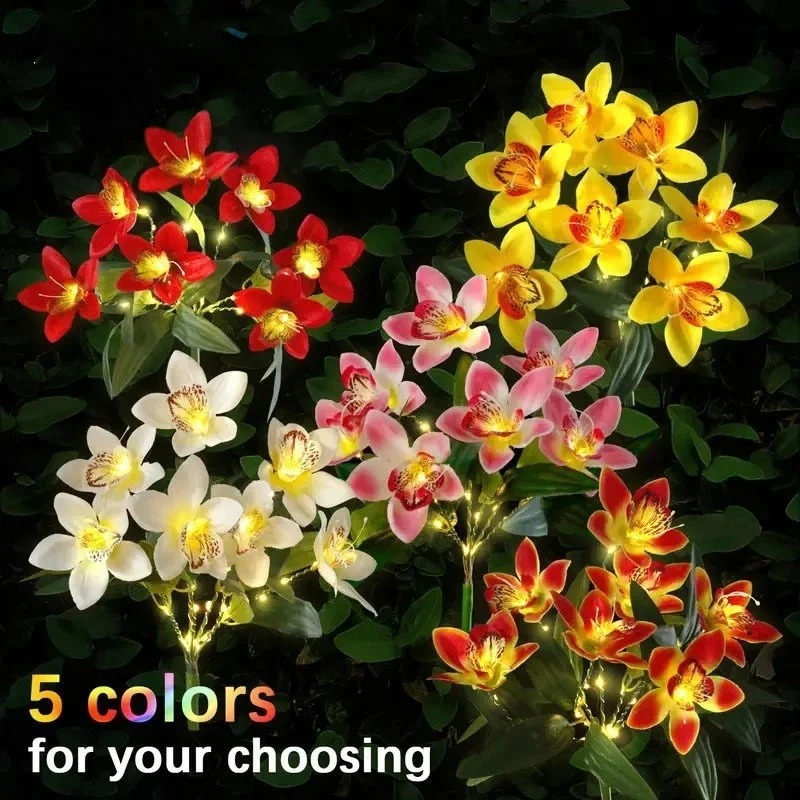 蘭の花型LEDライト人工花ランプ、ホリデーガーデン、夏の結婚 - Landscape Spike Light のレビューと価格