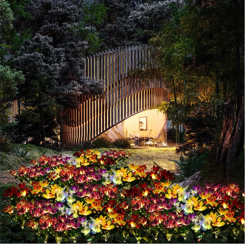蘭の花型LEDライト人工花ランプ、ホリデーガーデン、夏の結婚 - Landscape Spike Light のレビューと価格