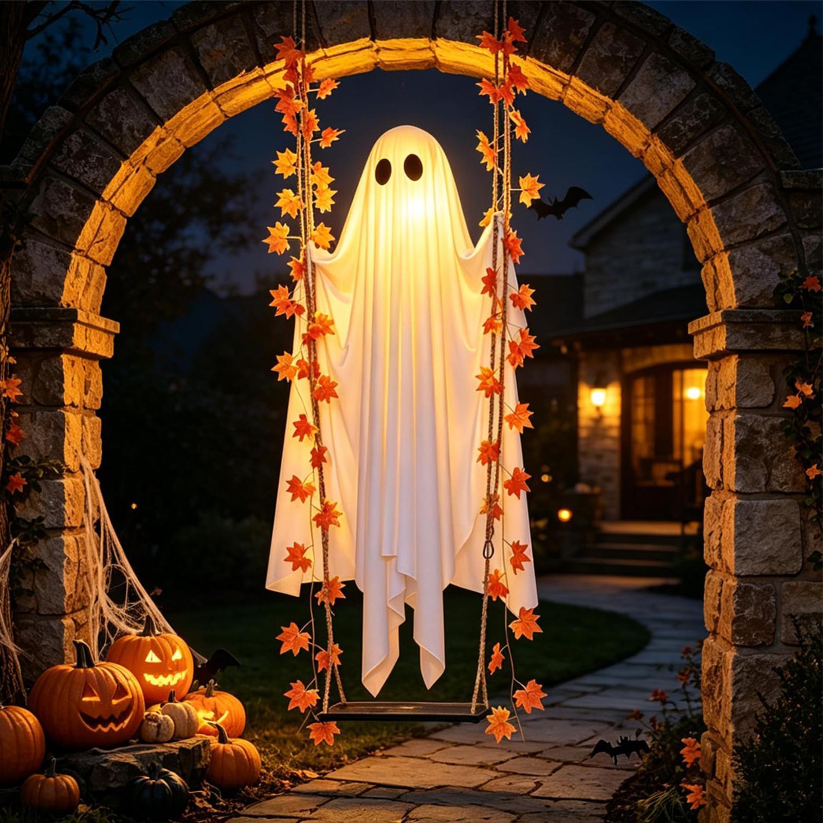 揺れるゴーストライトアップ不気味なオーナメント、リモコン付き - Outdoor Lighting Front Yard のレビューと価格