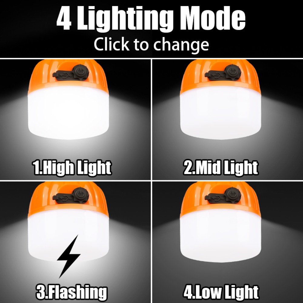 ポータブルミニキャンプランプ 4つの照明モード フック付き  - Outdoor Lighting Lanterns のレビューと価格