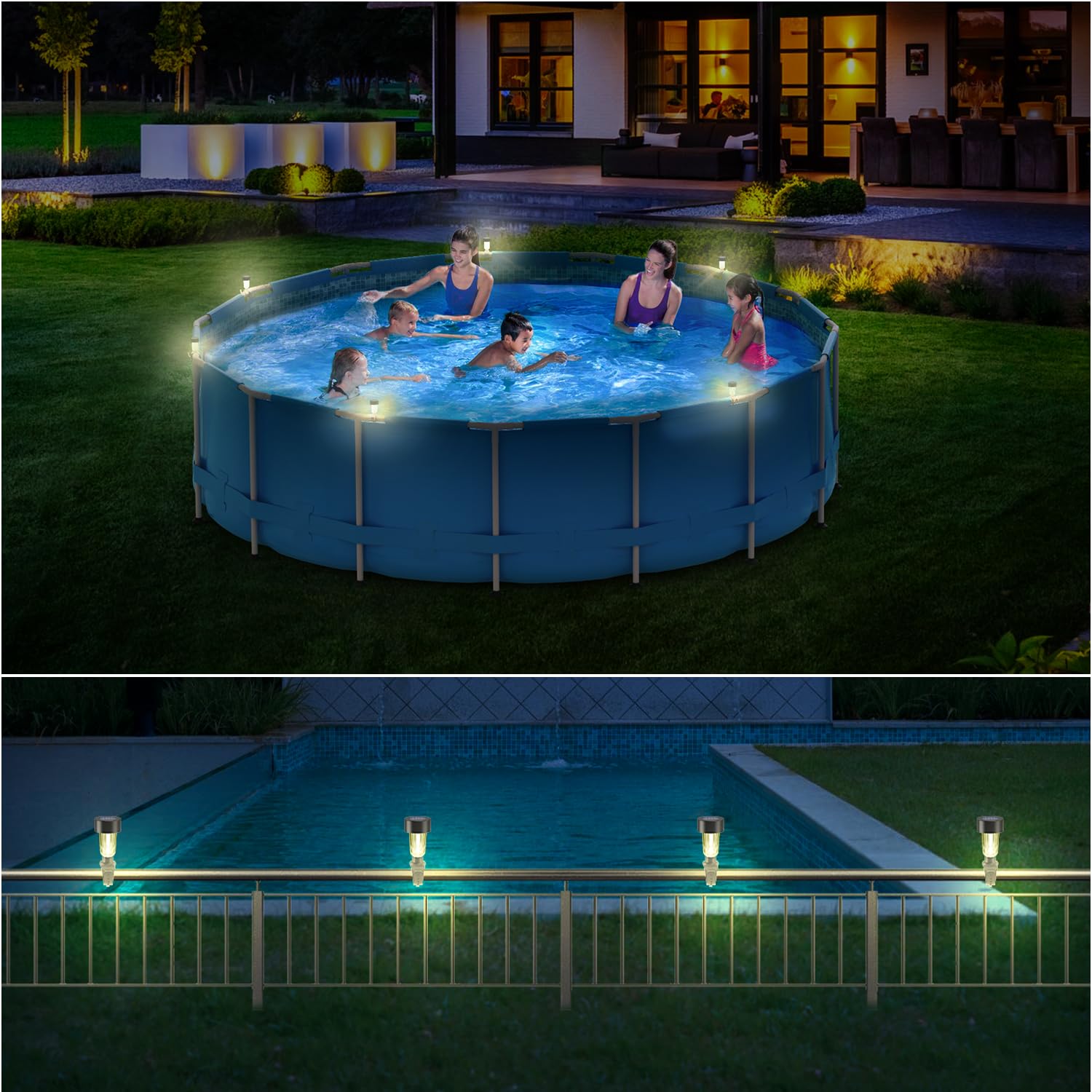 6 パッケージソーラープールライトフレーム地上スイミングプー - Outdoor Lighting On Fence のレビューと価格