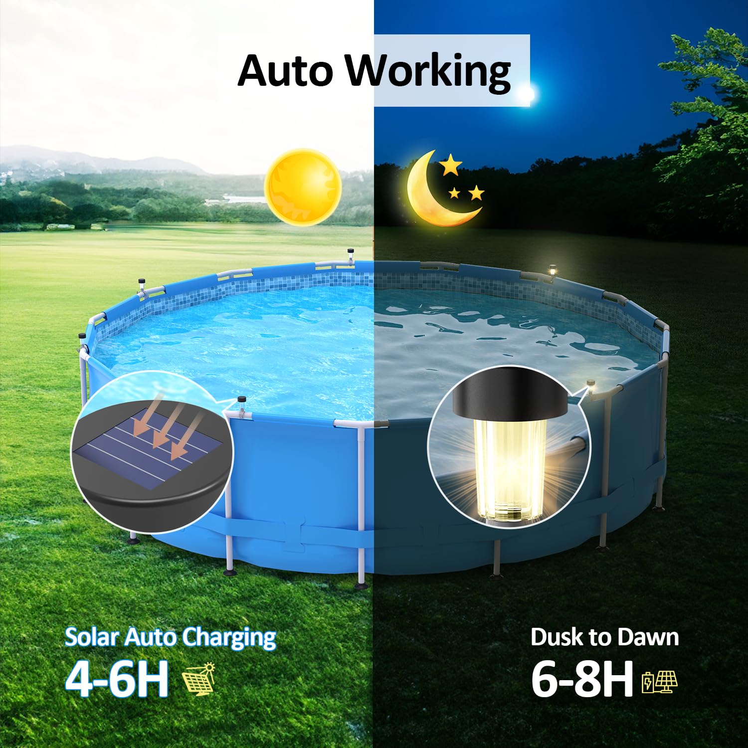 6 パッケージソーラープールライトフレーム地上スイミングプー - Outdoor Lighting On Fence のレビューと価格