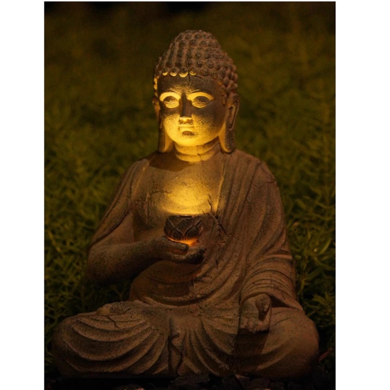 樹脂製仏像彫刻ソーラーLEDライト禅アジアン和風庭園装飾屋外 - Outdoor Zen Lighting のレビューと価格