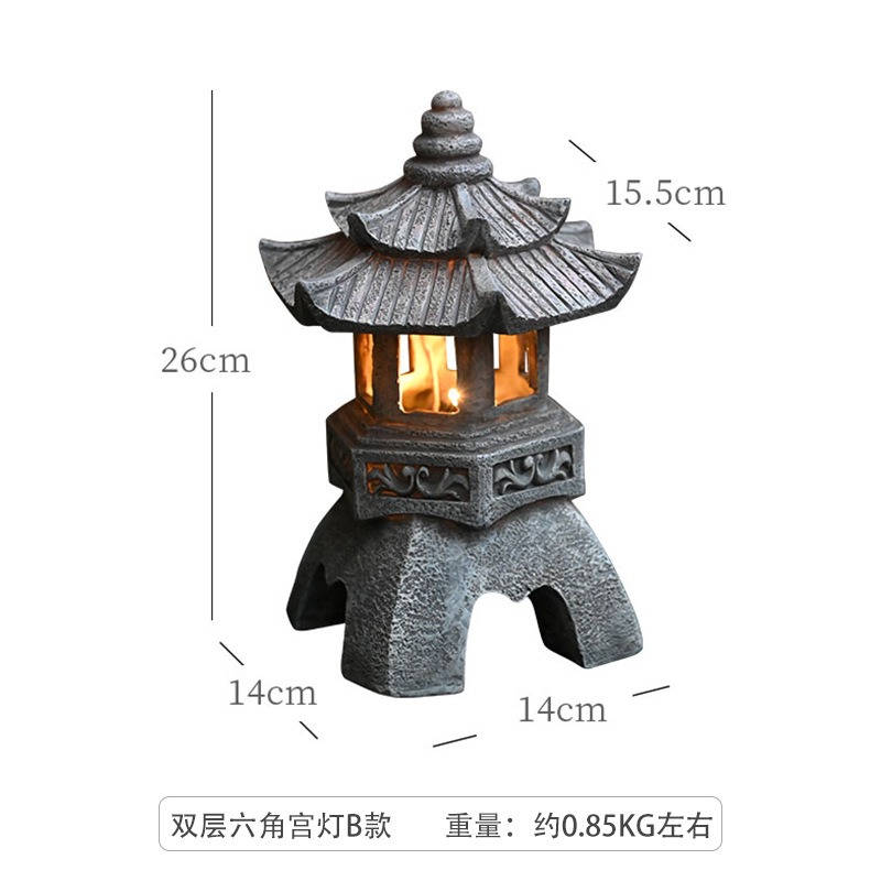 塔の形をしたソーラー式置物、和風庭園装飾、屋外禅庭用ランタン - Outdoor Zen Lighting のレビューと価格