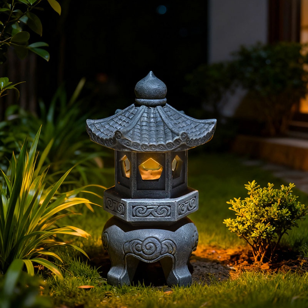 禅ソーラーパゴダランタン、樹脂素材、ソーラー式屋外ガーデンラ - Outdoor Zen Lighting のレビューと価格