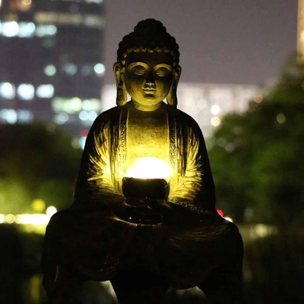 屋外ソーラー仏像ライト ガーデンヤードデコレーション 禅パテ - Outdoor Zen Lighting のレビューと価格