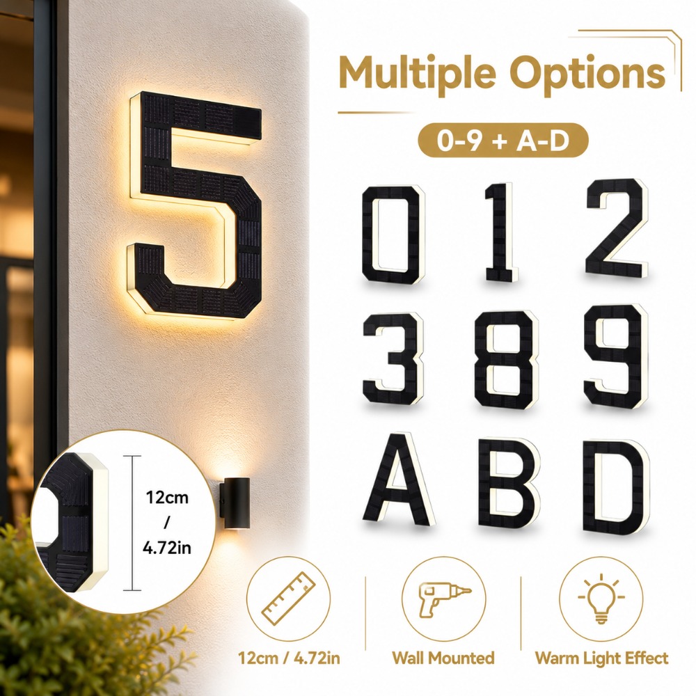 ソーラーLED家番号サイン 防水ライトセンサー付きアドレスプ - Outdoor Lighting Front Yard のレビューと価格