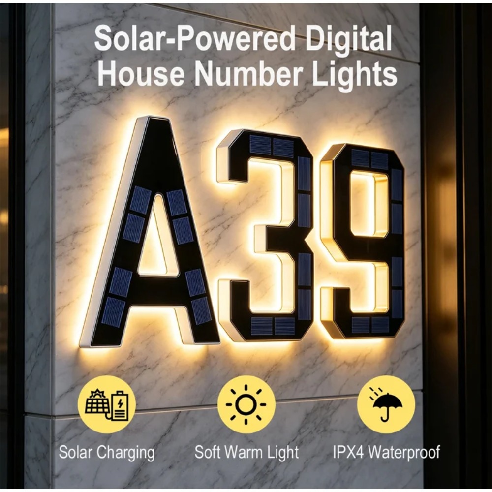 ソーラーLED家番号サイン 防水ライトセンサー付きアドレスプ - Outdoor Lighting Front Yard のレビューと価格
