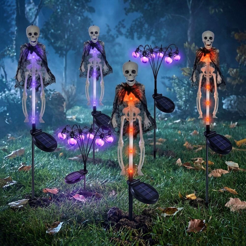 スケルトンパープルライトハロウィンデコレーションスパイダーボ - Outdoor Lighting Front Yard のレビューと価格