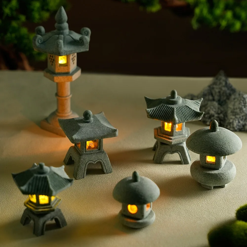 ミニパゴダランタンライトガーデン像マイクロ風景水槽禅庭水族館 - Outdoor Zen Lighting のレビューと価格
