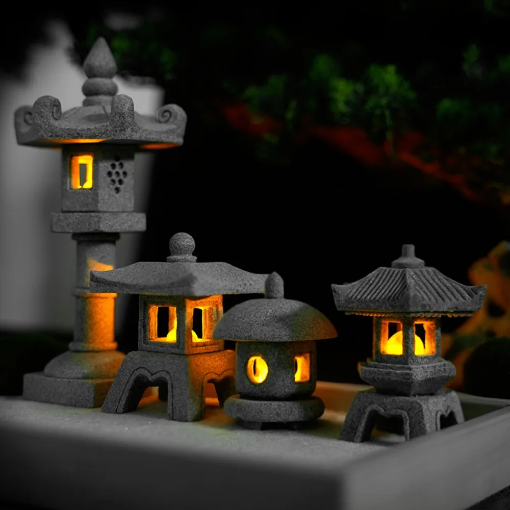 ミニパゴダランタンライトガーデン像マイクロ風景水槽禅庭水族館 - Outdoor Zen Lighting のレビューと価格