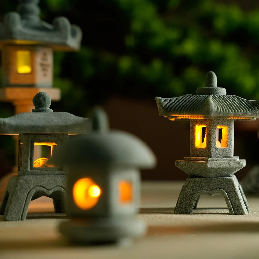 ミニパゴダランタンライトガーデン像マイクロ風景水槽禅庭水族館 - Outdoor Zen Lighting のレビューと価格