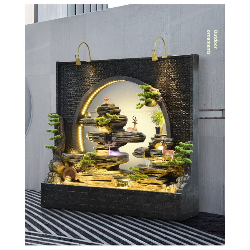 カスタムメイドの屋内外兼用壁掛け噴水、ロックガーデン、LED - Outdoor Zen Lighting のレビューと価格
