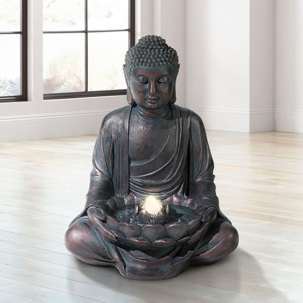 瞑想仏像 高さ24インチ 大型禅アジアン室内/屋外装飾 樹脂 - Outdoor Zen Lighting のレビューと価格