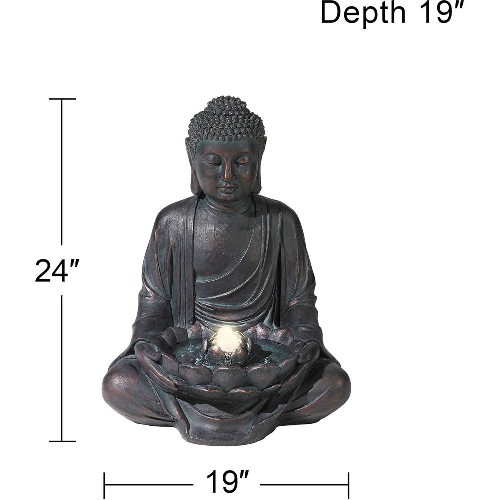 瞑想仏像 高さ24インチ 大型禅アジアン室内/屋外装飾 樹脂 - Outdoor Zen Lighting のレビューと価格