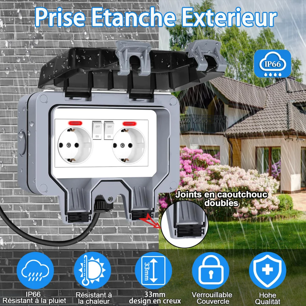 スイッチインジケーターライト付きヨーロピアンスタイル屋外ソケ - Outdoor Lighting Switch のレビューと価格