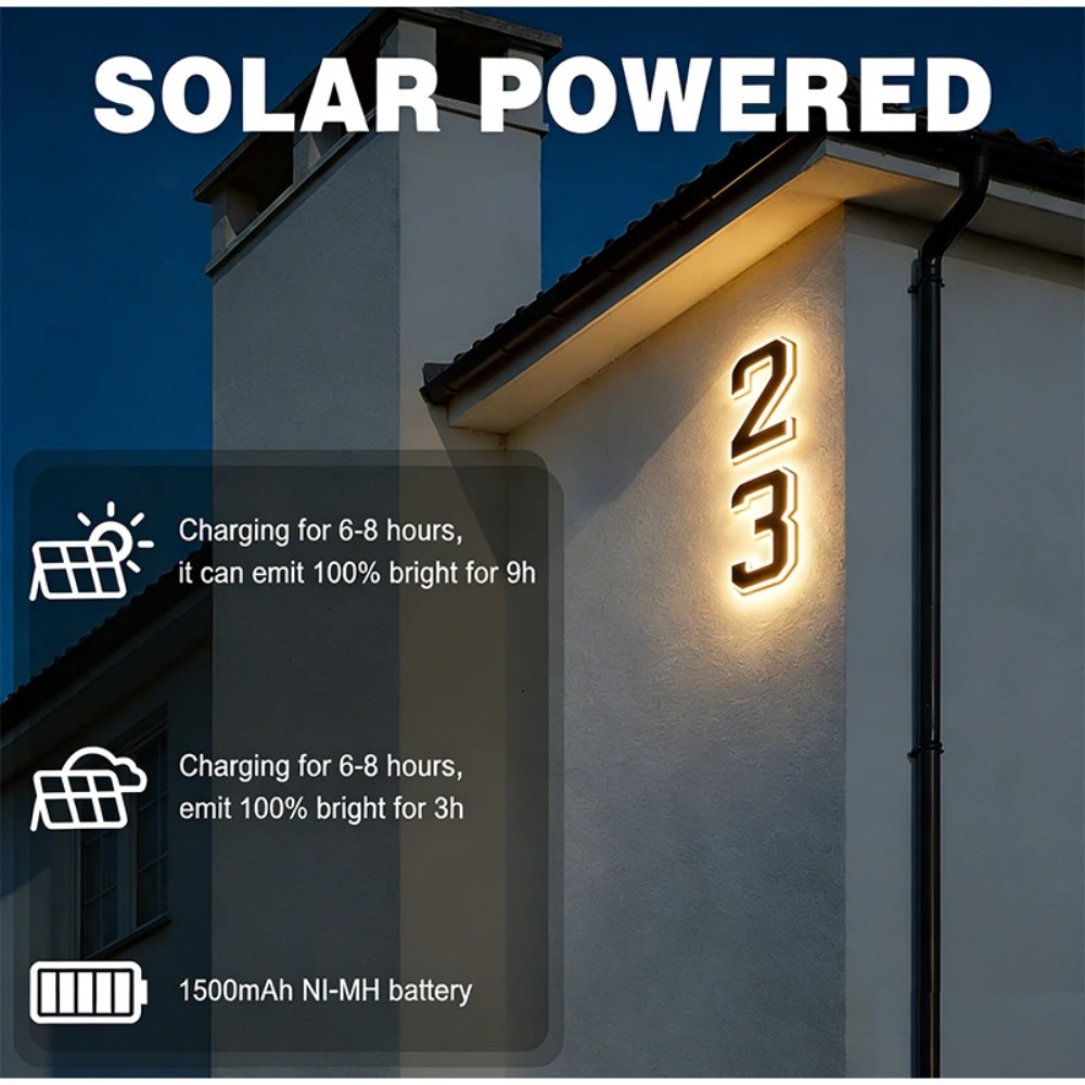 新しいソーラーアドレスサイン LED ハウスナンバーライト防 - Xl Outdoor Lighting のレビューと価格