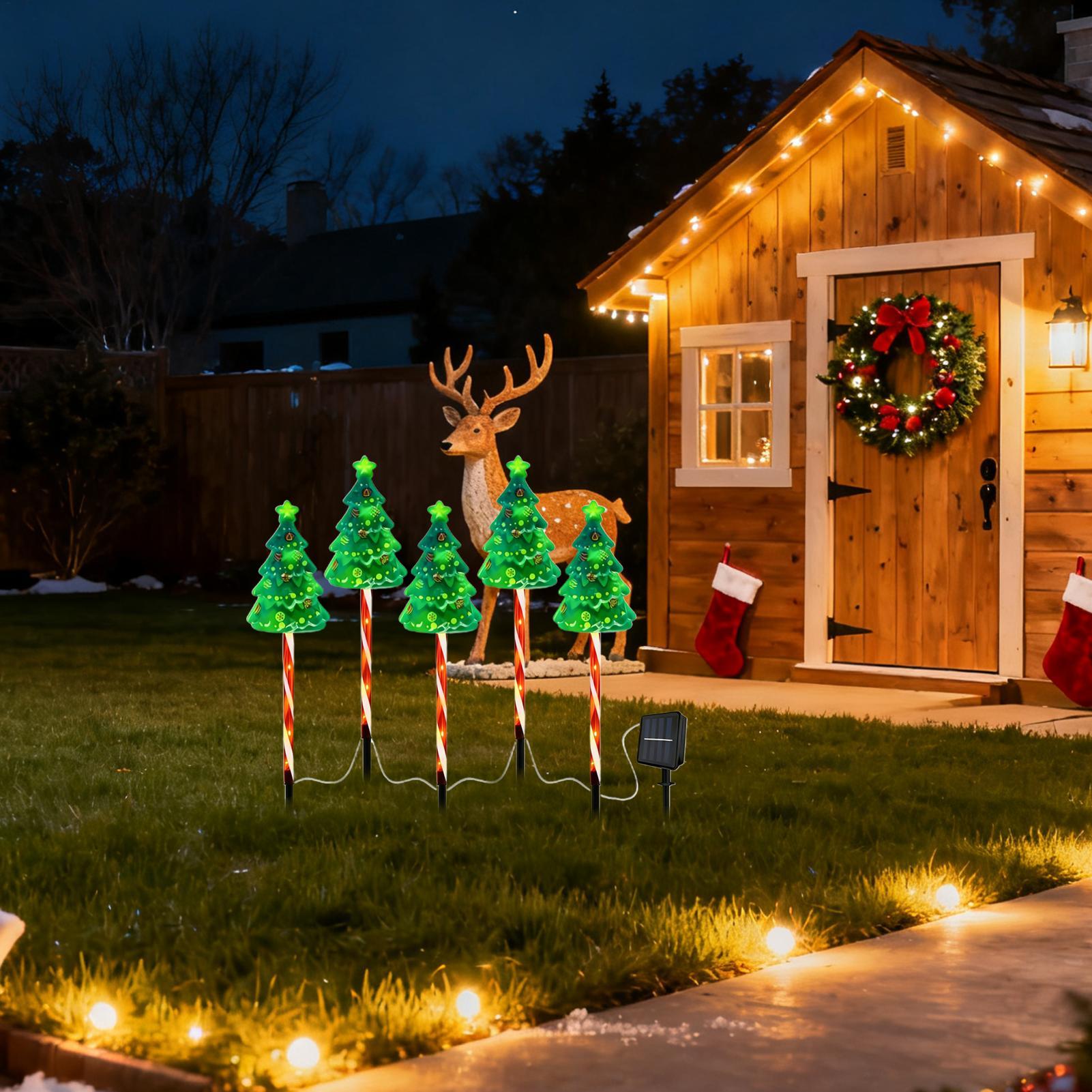 クリスマスツリー私道ライト ソーラーパワー ホリデーライト付 - Outdoor Lighting Front Yard のレビューと価格