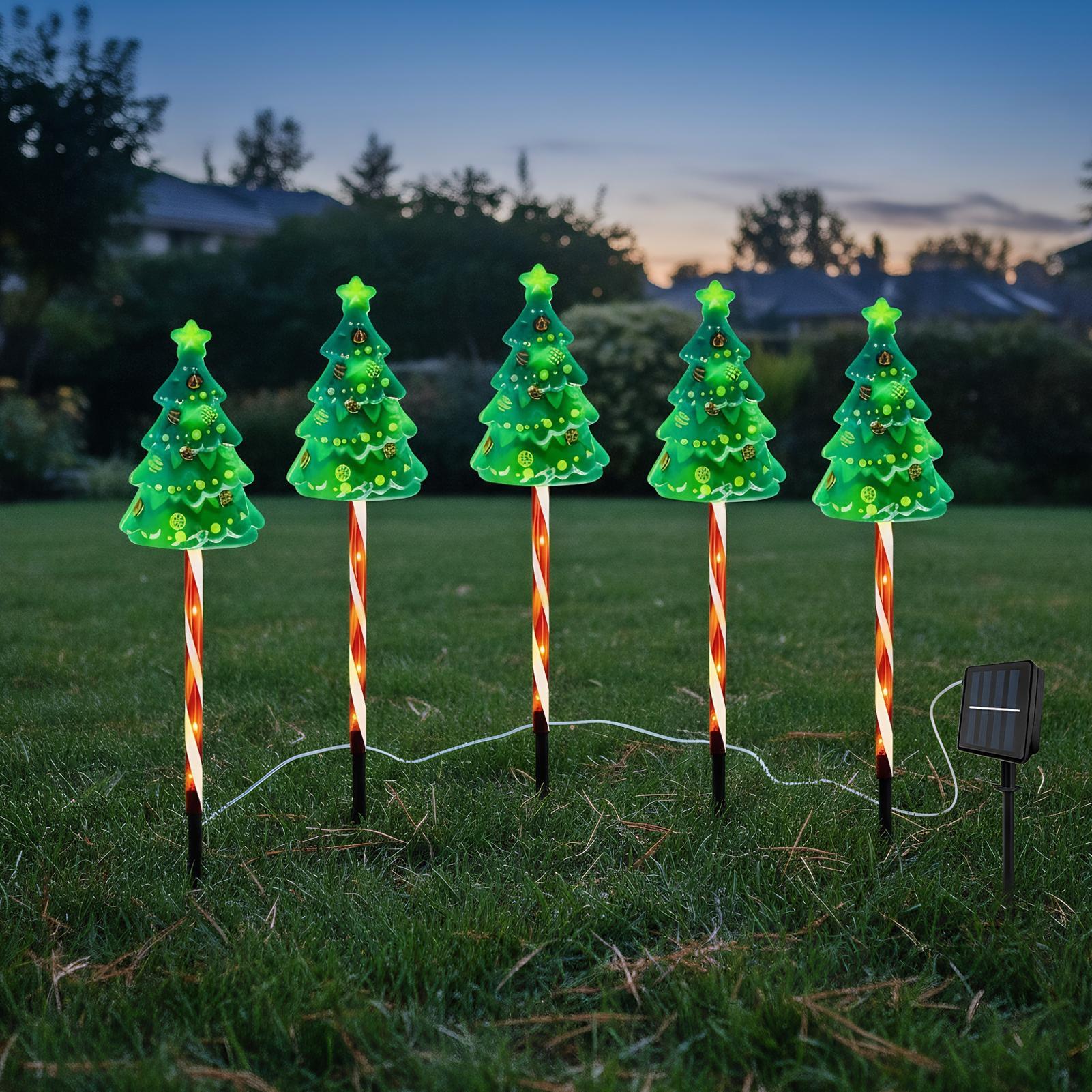 クリスマスツリー私道ライト ソーラーパワー ホリデーライト付 - Outdoor Lighting Front Yard のレビューと価格