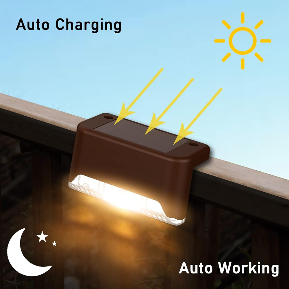 ソーラーLEDステップランプ,温かみのある白色光,防水,屋外 - Outdoor Lighting On Fence のレビューと価格