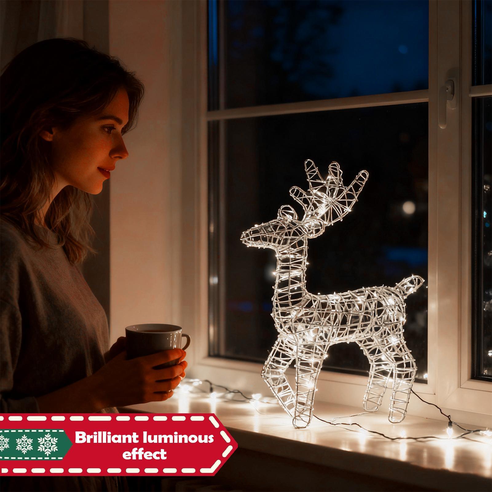 ライト付きクリスマス鹿グリッター装飾、電飾付きグリッター立ち - Outdoor Lighting Front Yard のレビューと価格