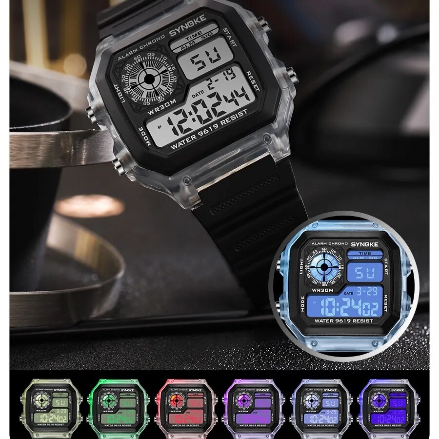 Synokeデジタル時計男性スポーツ用照明多機能防水クロノ腕 - Outdoor Lighting Timer のレビューと価格