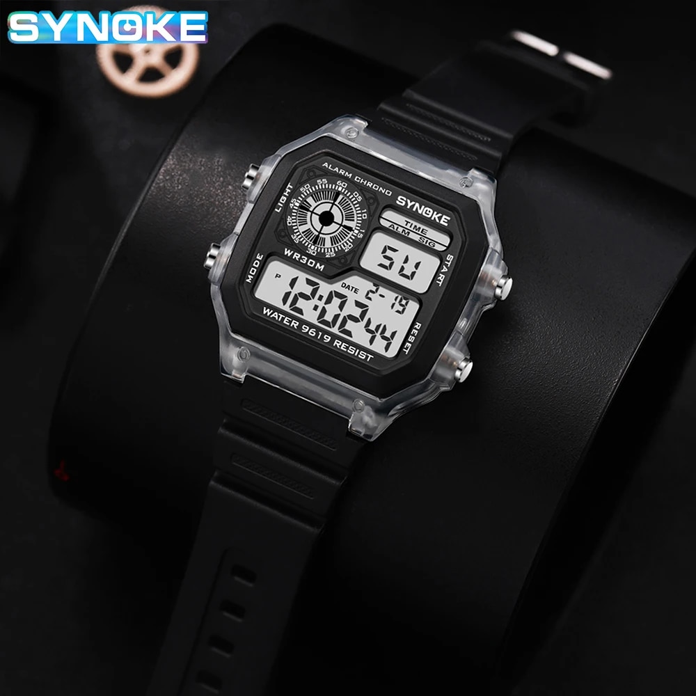 Synokeデジタル時計男性スポーツ用照明多機能防水クロノ腕 - Outdoor Lighting Timer のレビューと価格