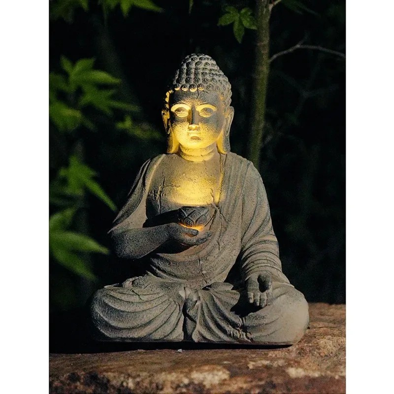 2026年最新モデル 樹脂製仏像彫刻 ソーラーLEDライト付 - Outdoor Zen Lighting のレビューと価格