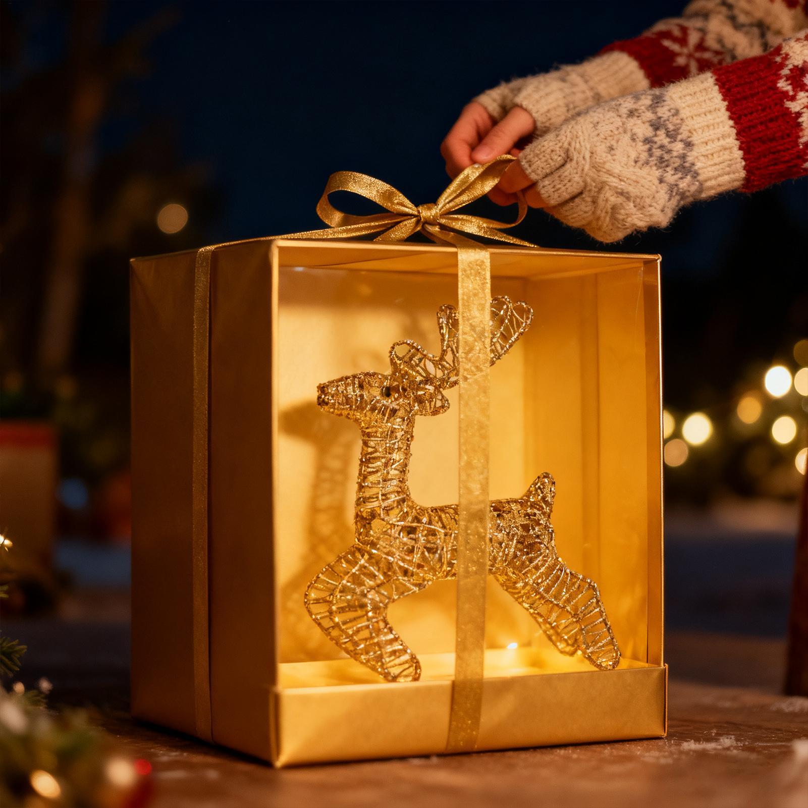 クリスマスライト付きトナカイグリッターお祝いホリデーデコレー - Outdoor Lighting Front Yard のレビューと価格
