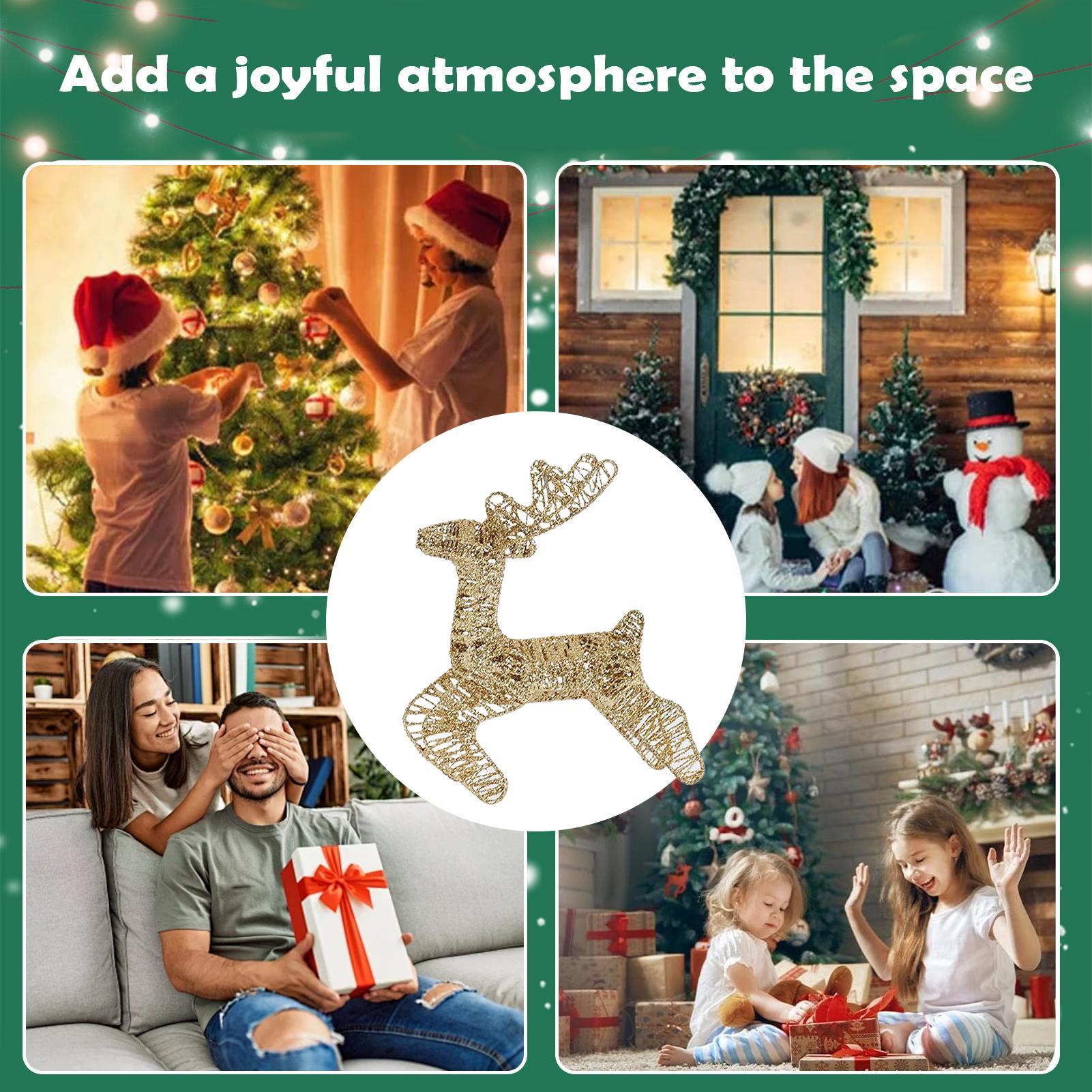 クリスマスライト付きトナカイグリッターお祝いホリデーデコレー - Outdoor Lighting Front Yard のレビューと価格