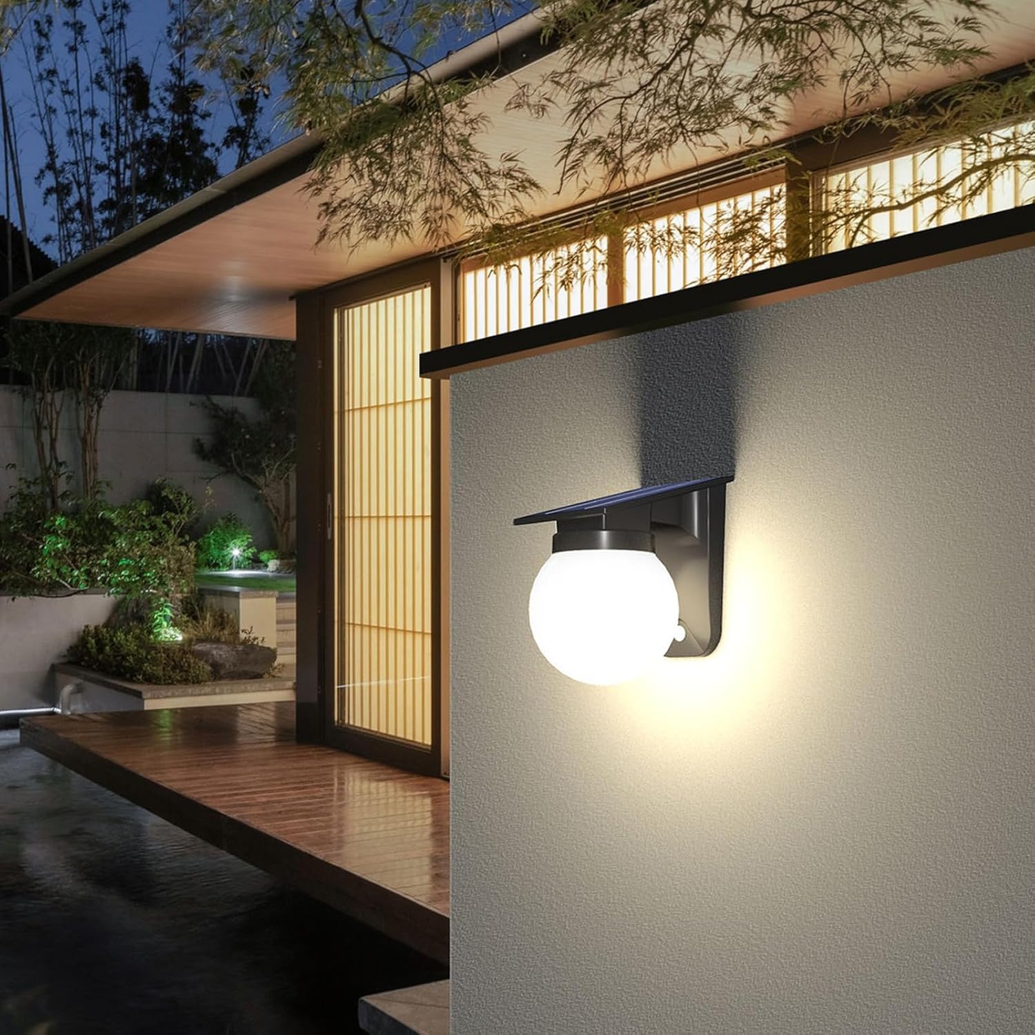 ソーラー球形ウォールライト 屋外IP65防水 ラウンドボール - Outdoor Lighting On Fence のレビューと価格