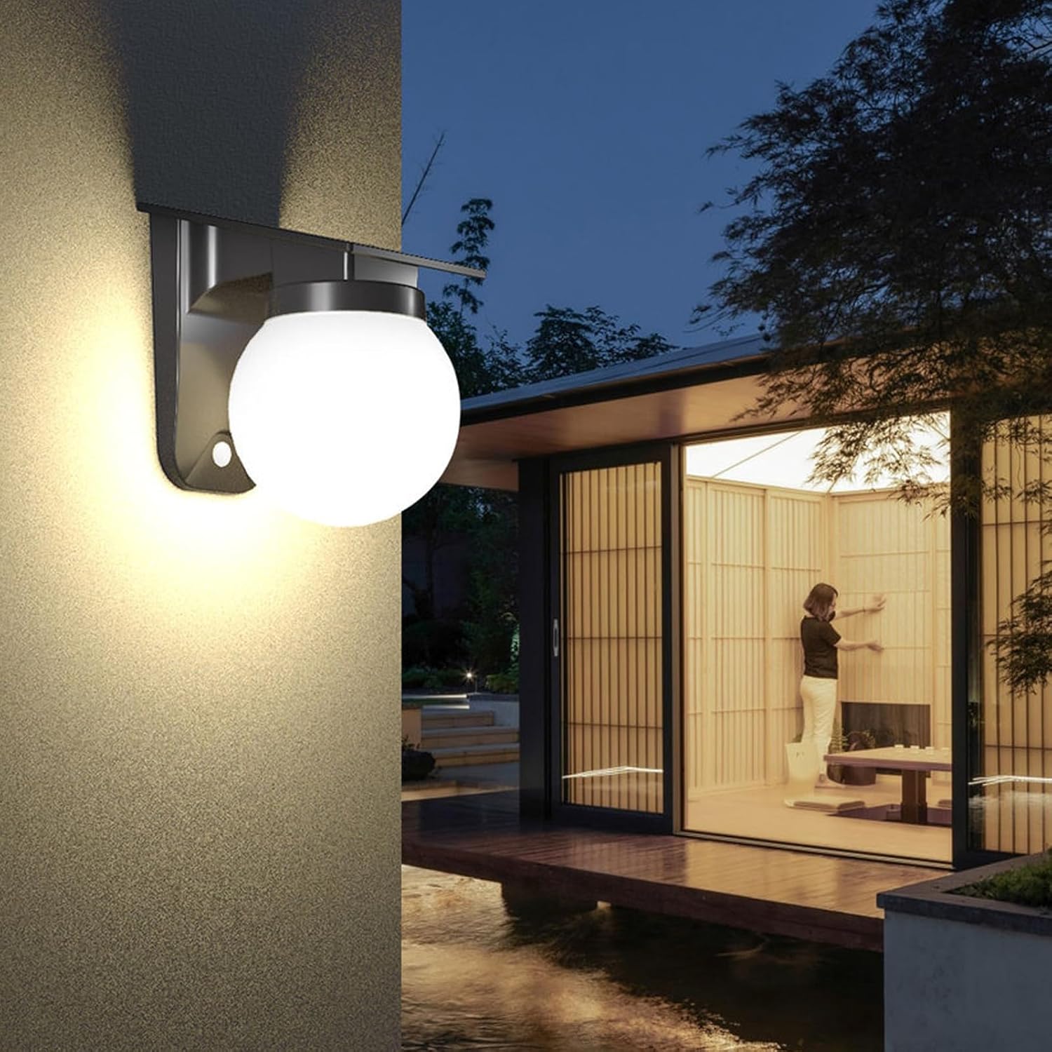 ソーラー球形ウォールライト 屋外IP65防水 ラウンドボール - Outdoor Lighting On Fence のレビューと価格